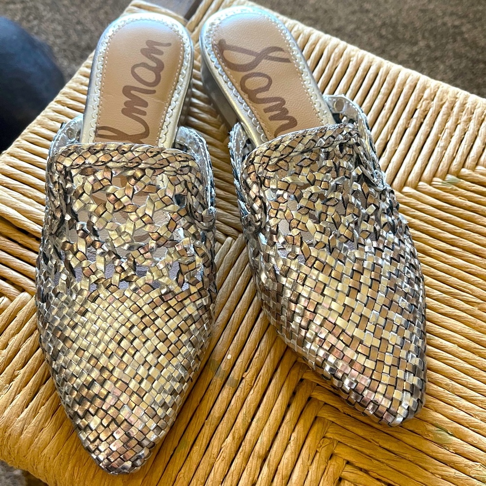 Sam Edelman CLARA Woven Silver Mule
